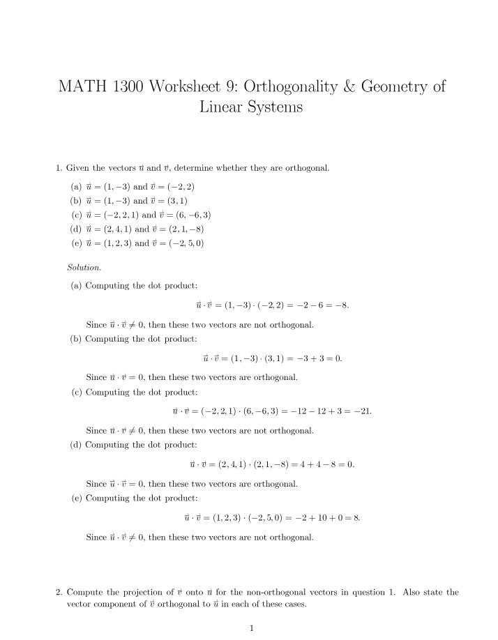 Revised Worksheet 9 Solutions