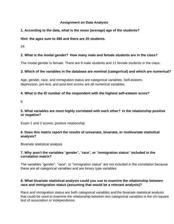 Data Analysis Assignment