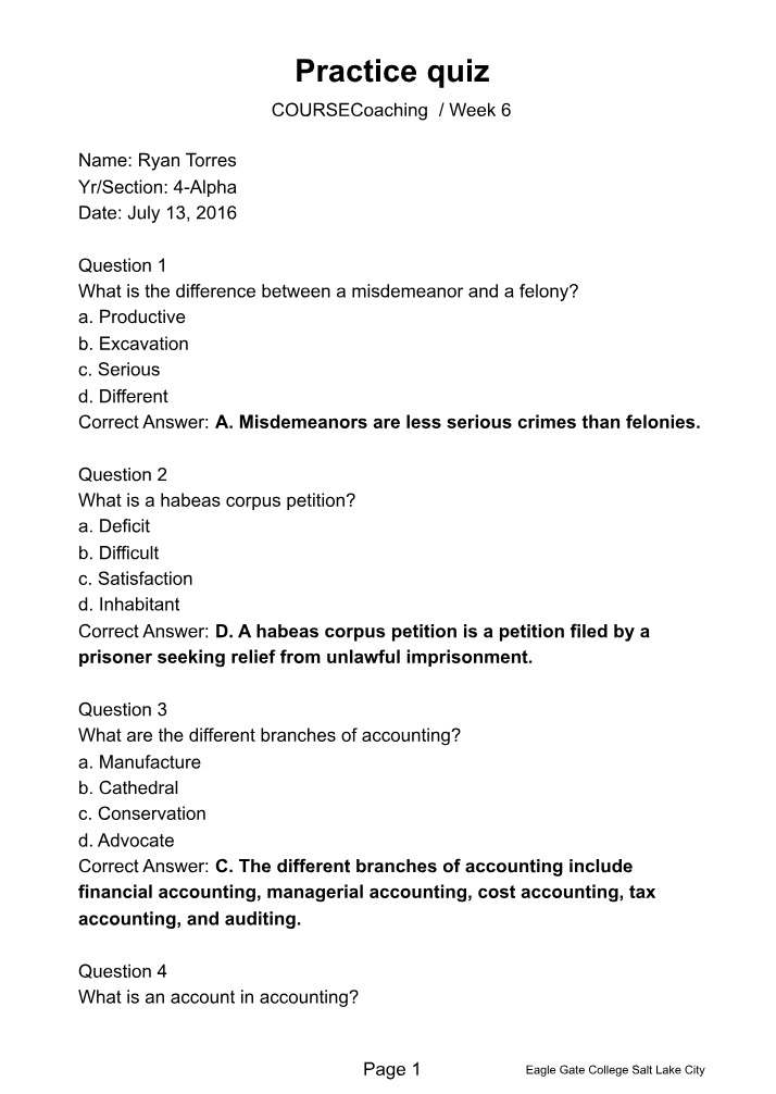 Week 6 Practice Quiz - COURSECoaching
