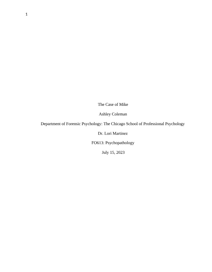 Conduct Disorder - The Case of Mike