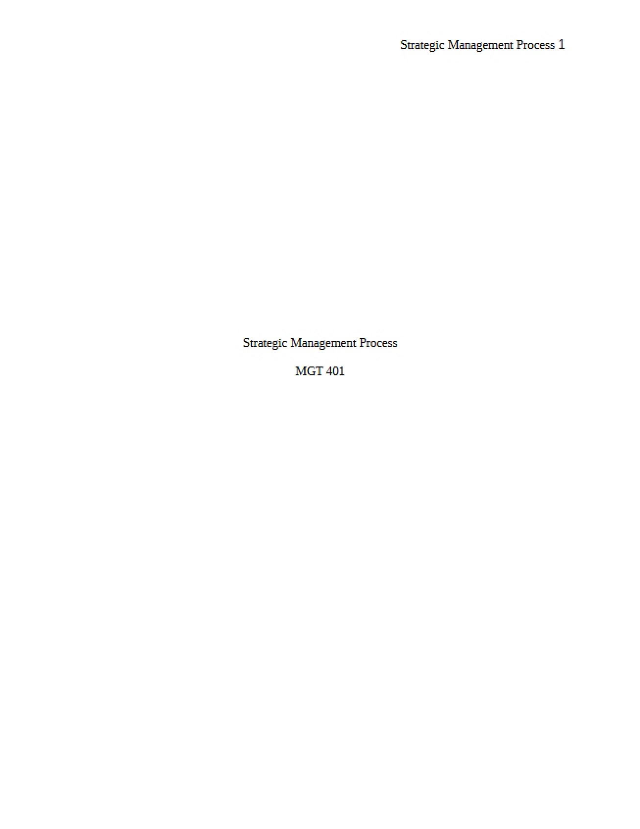 Strategic Management Procedure