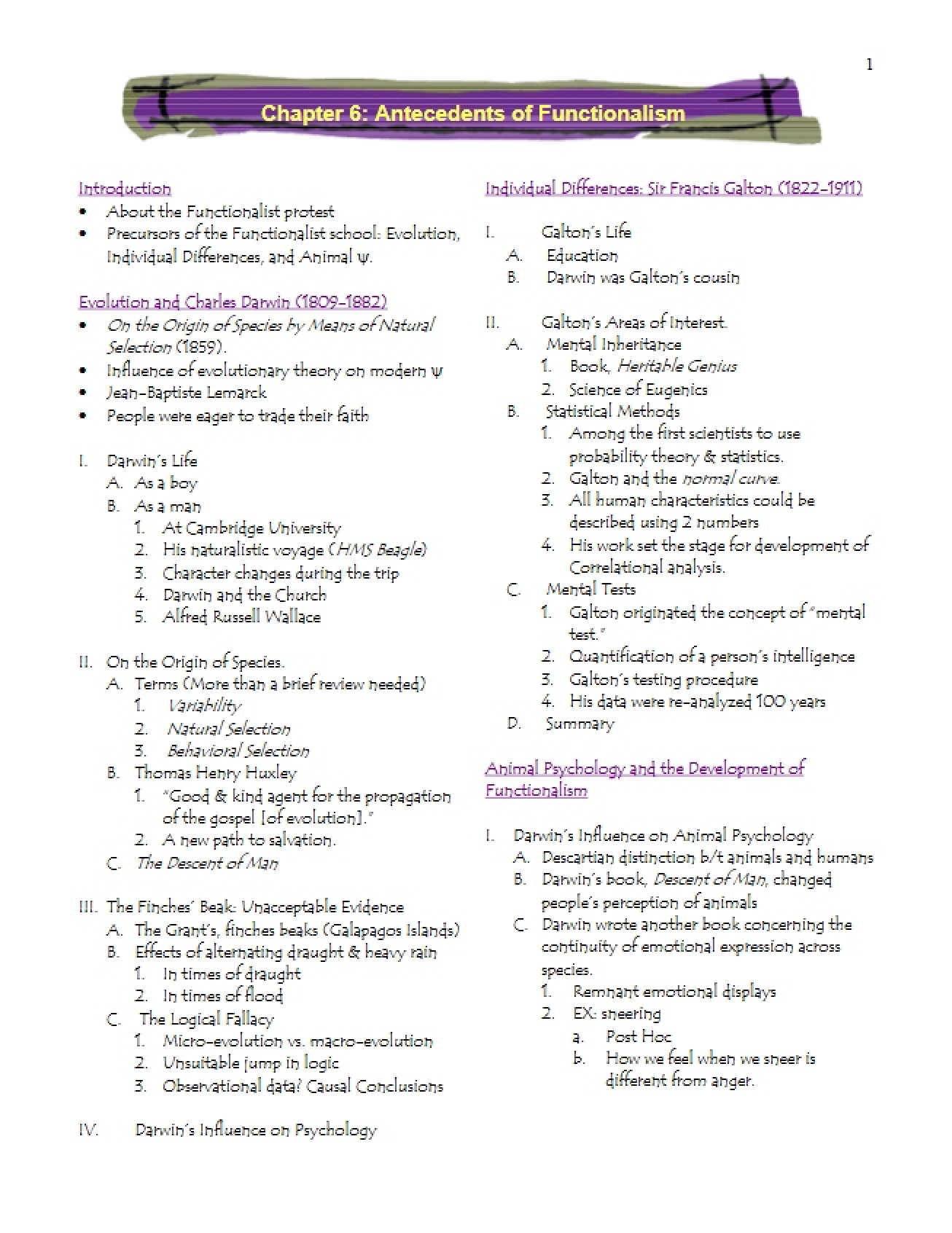 Functionalism Antecedents (Ch 6)