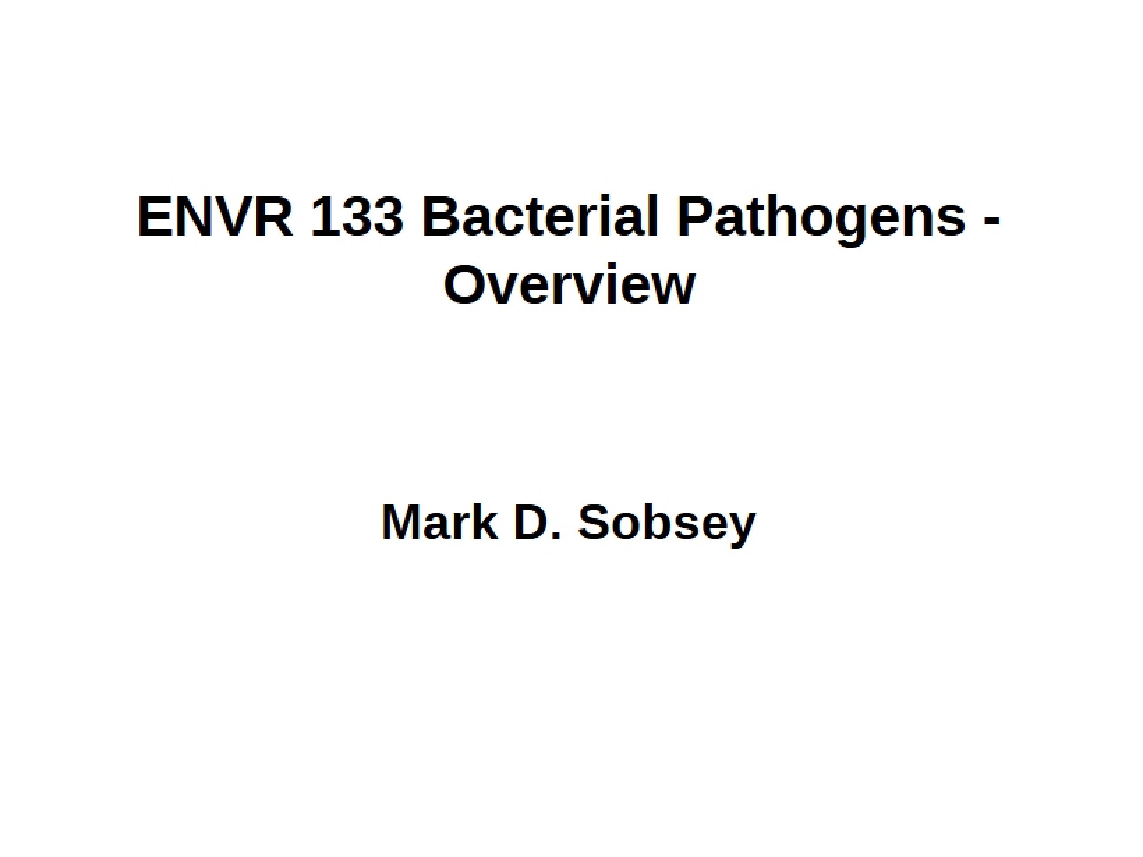 Overview of Bacterial Pathogens