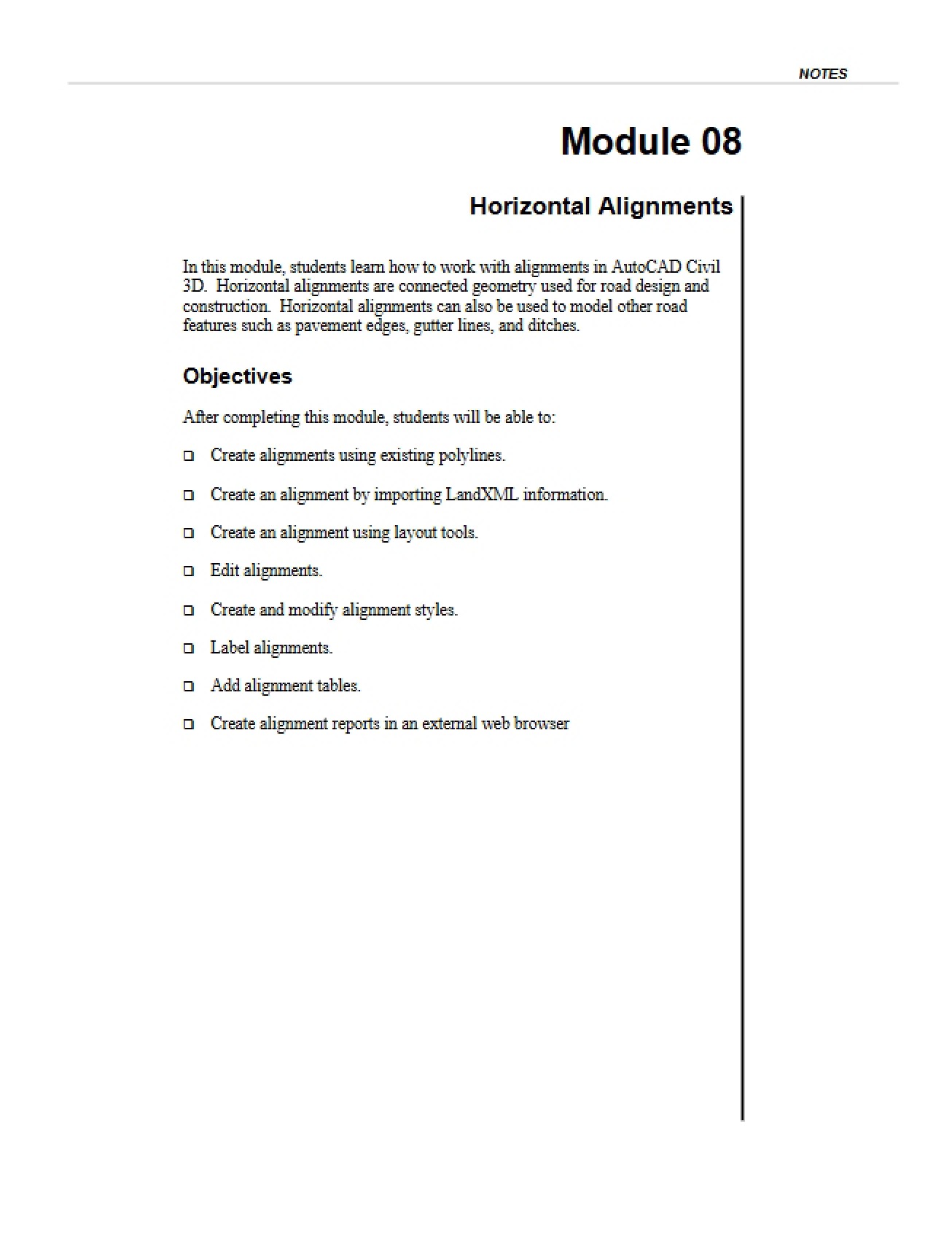 Alignments Horizontal Module 08