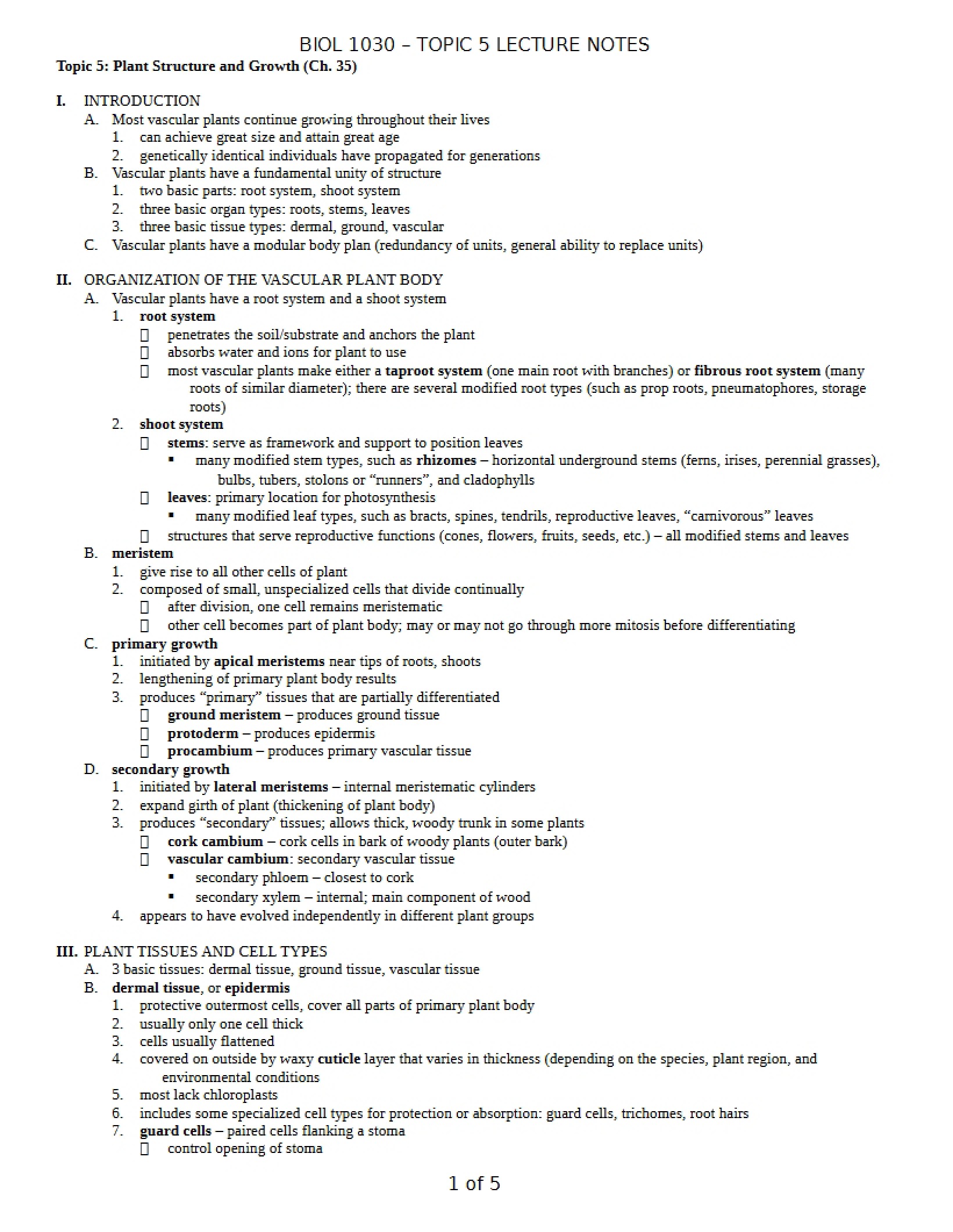 Topic Five Summary