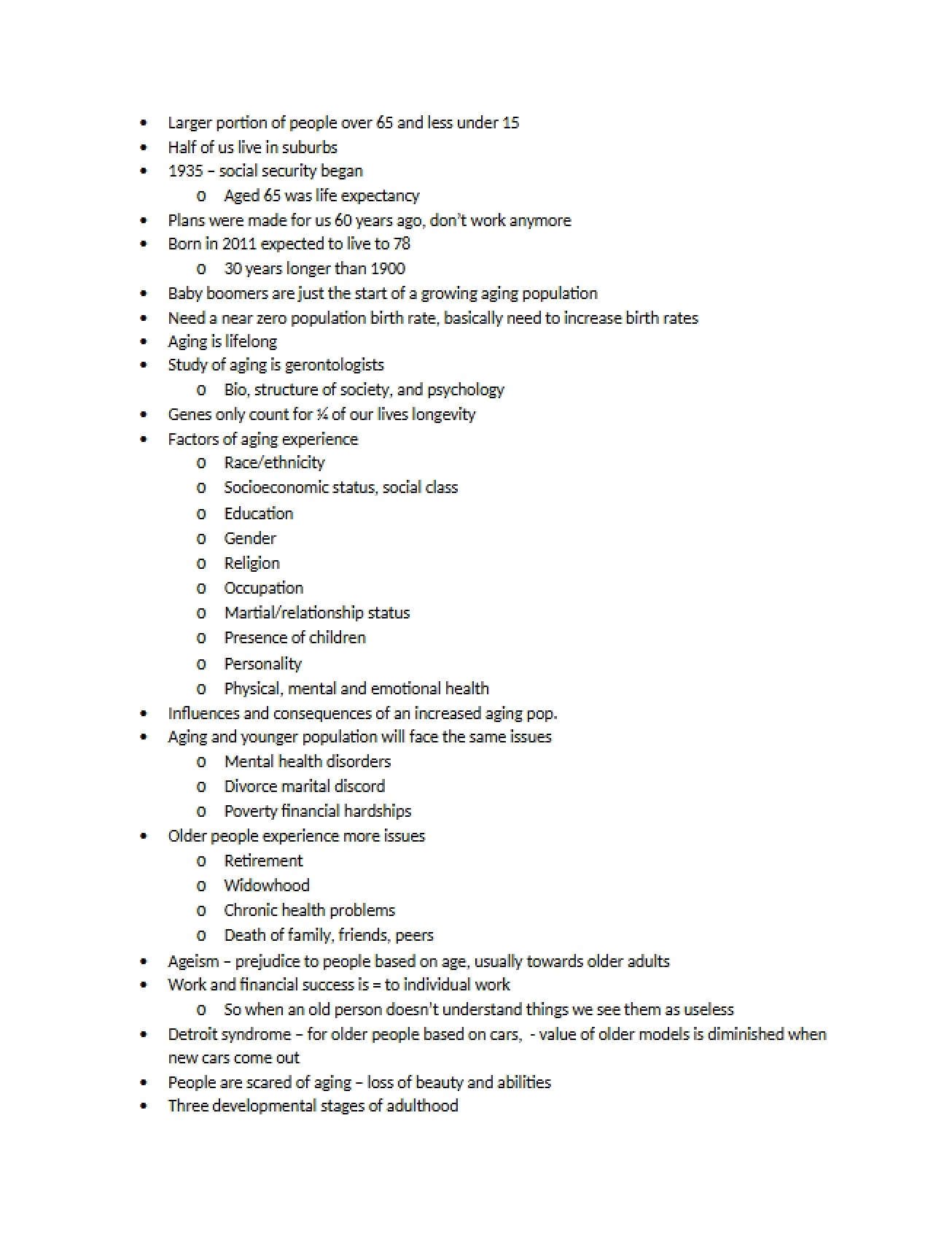 Adult Development and Aging Lecture Notes