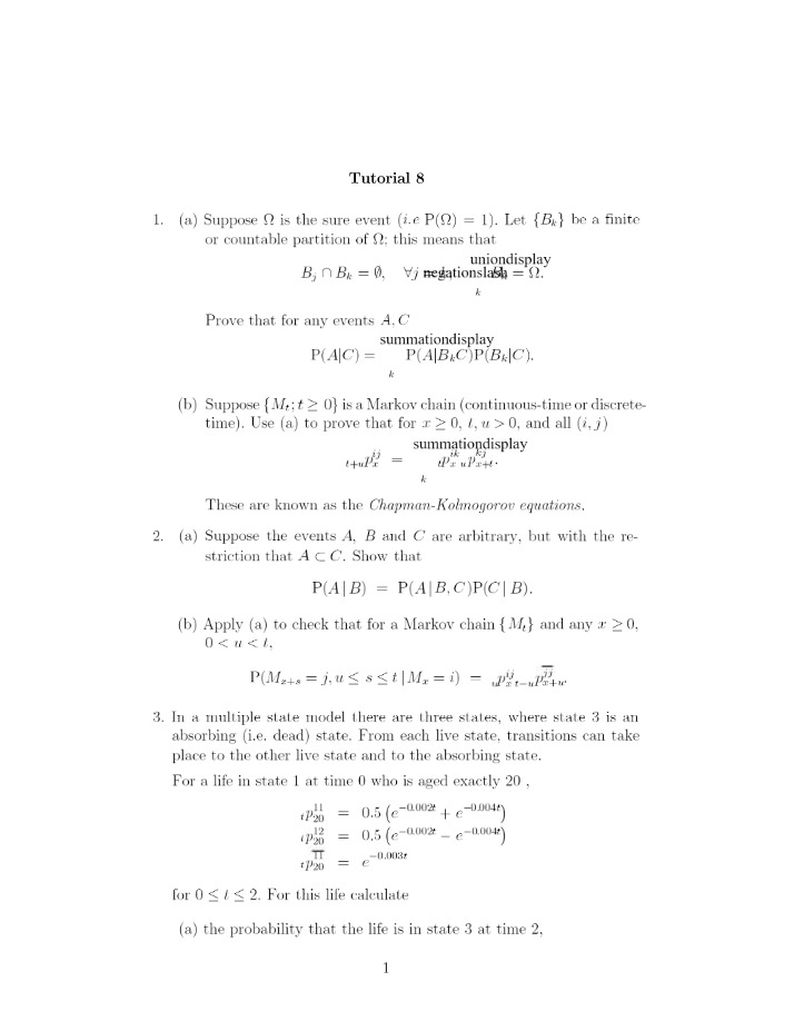 Tutorial - Proving Partitioning and Markov Chain Equations