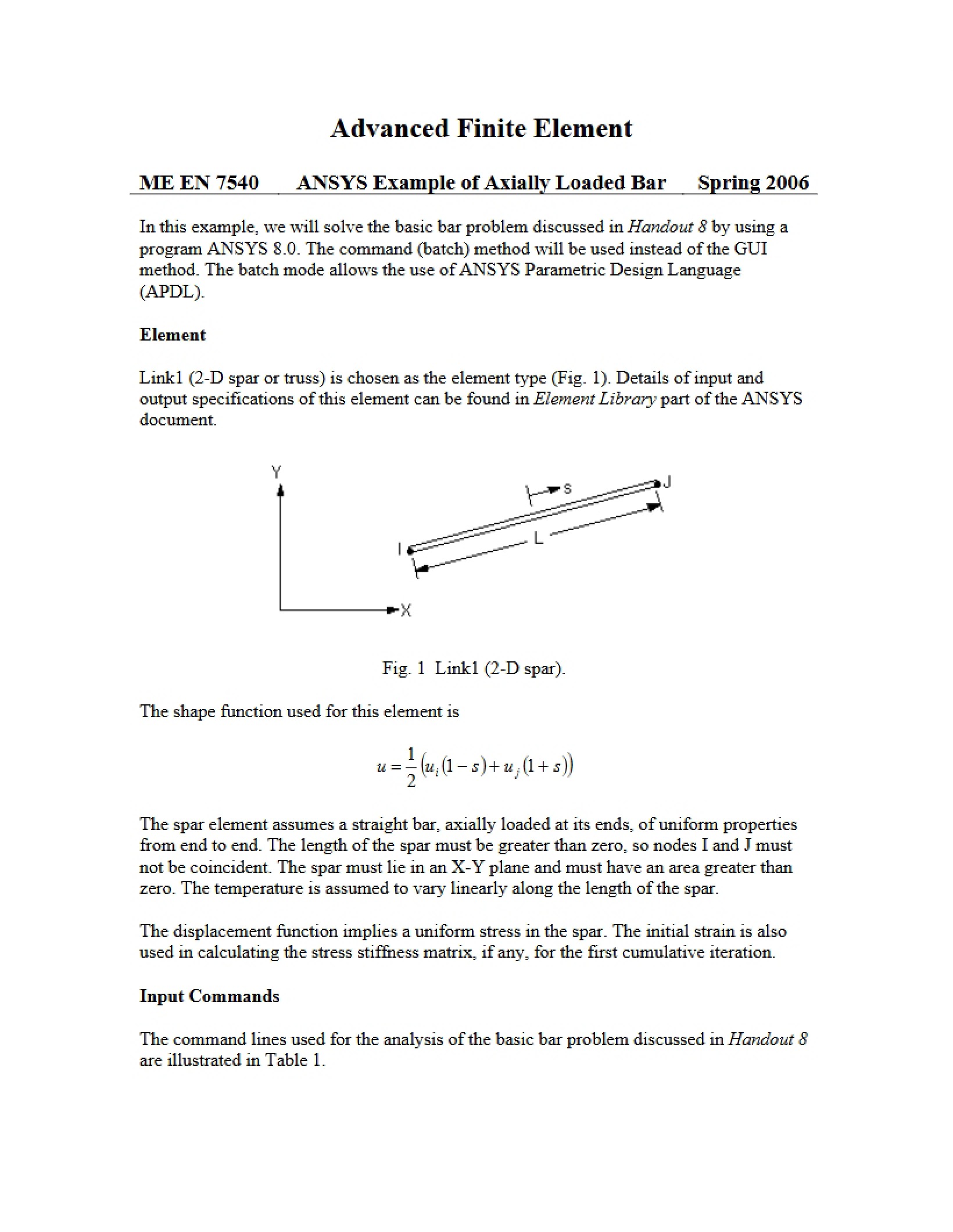 Axially Loaded Bar ANSYS Example