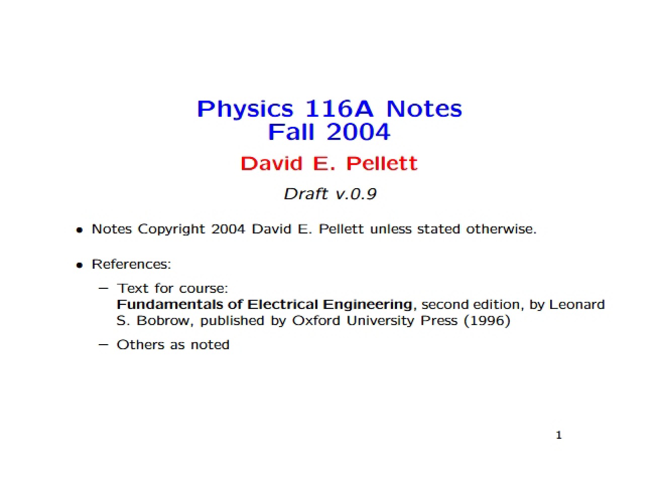 Analog Electronics Course Notes