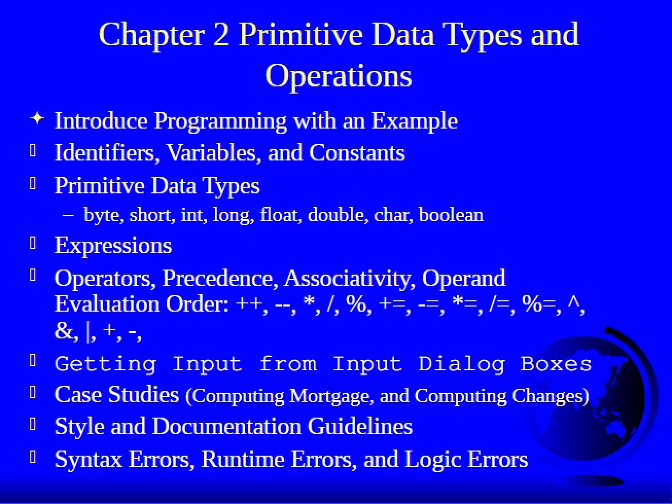 Operations and Primitive Data Types