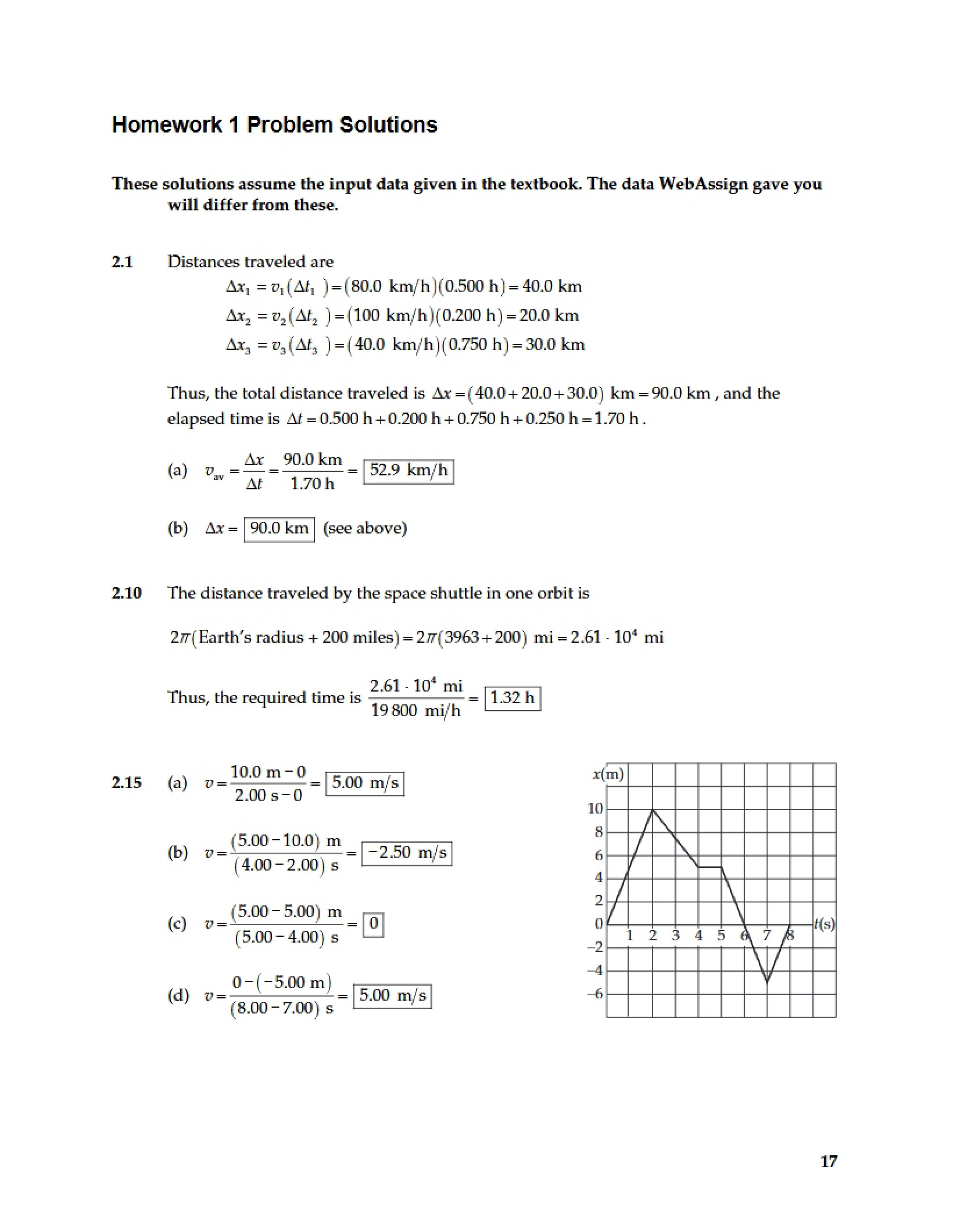 Solutions to Homework 1 Problems