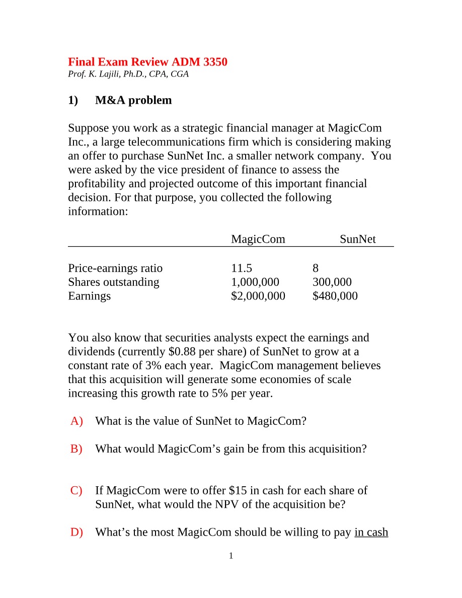 ADM 3350 Final Exam Review Summary