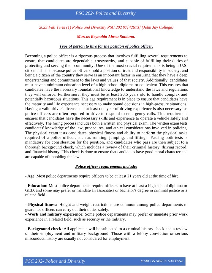 Police Officer Requirements - Age and Education