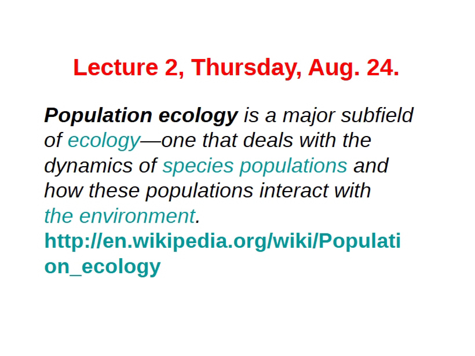 Seminar Notes
