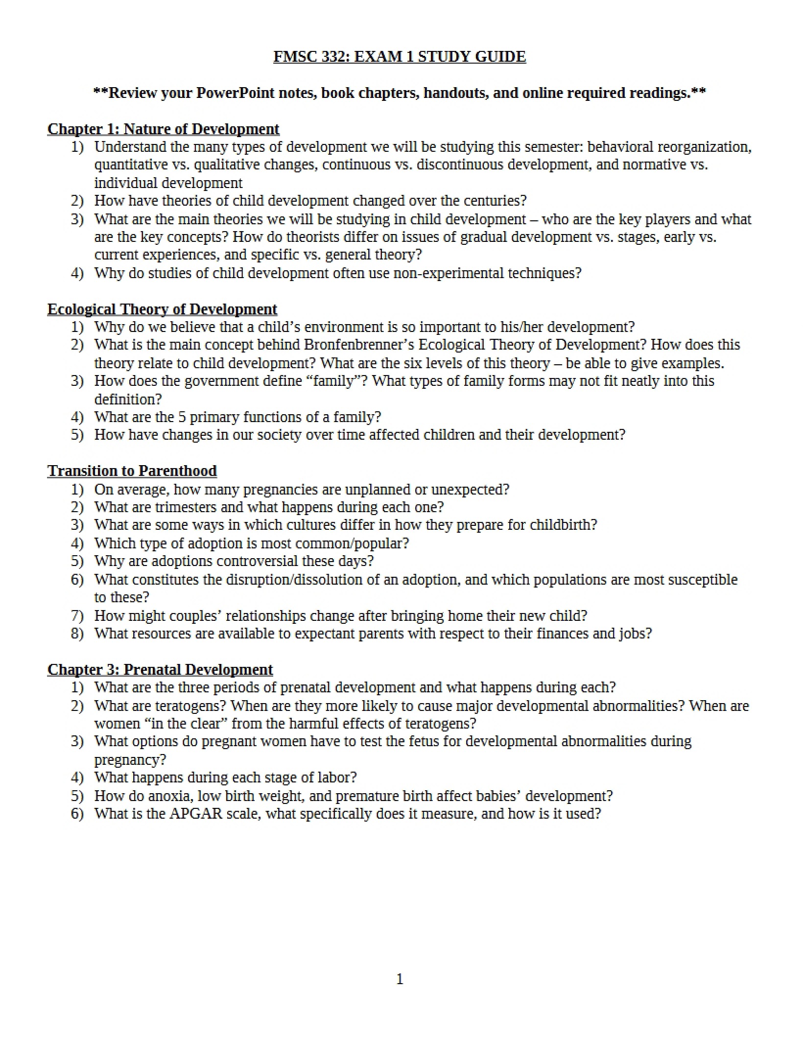 Guide for First Examination
