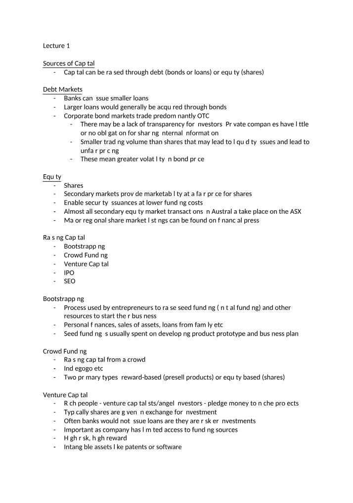 ACST1001 Lecture 12
