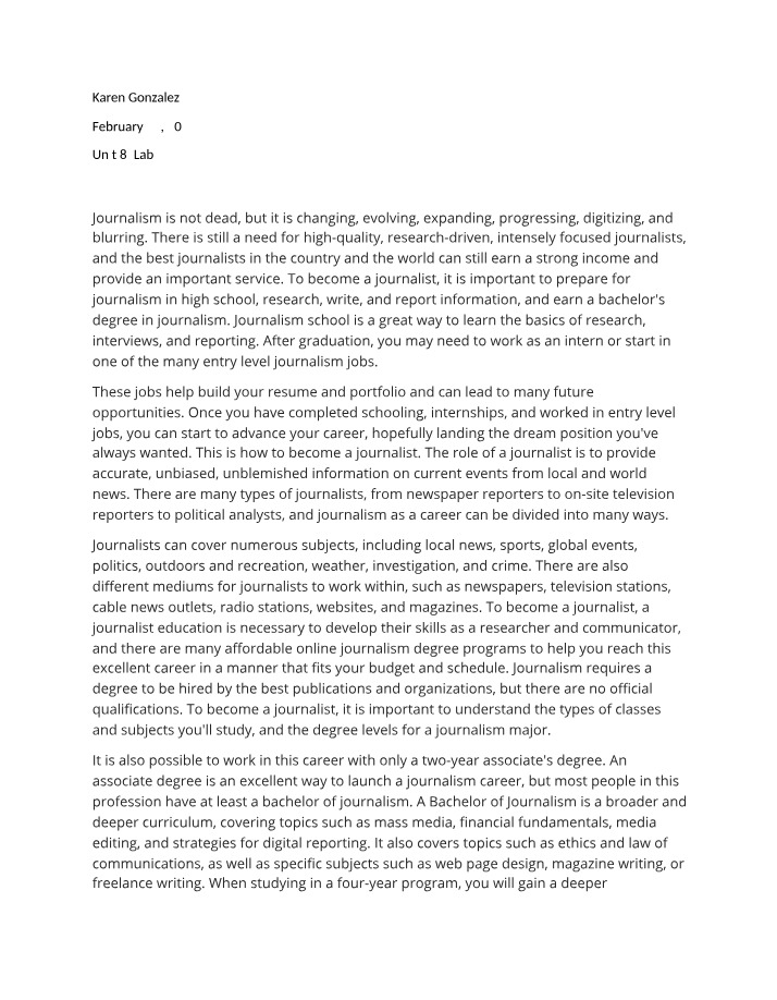 Journalism Education, Careers, and Opportunities