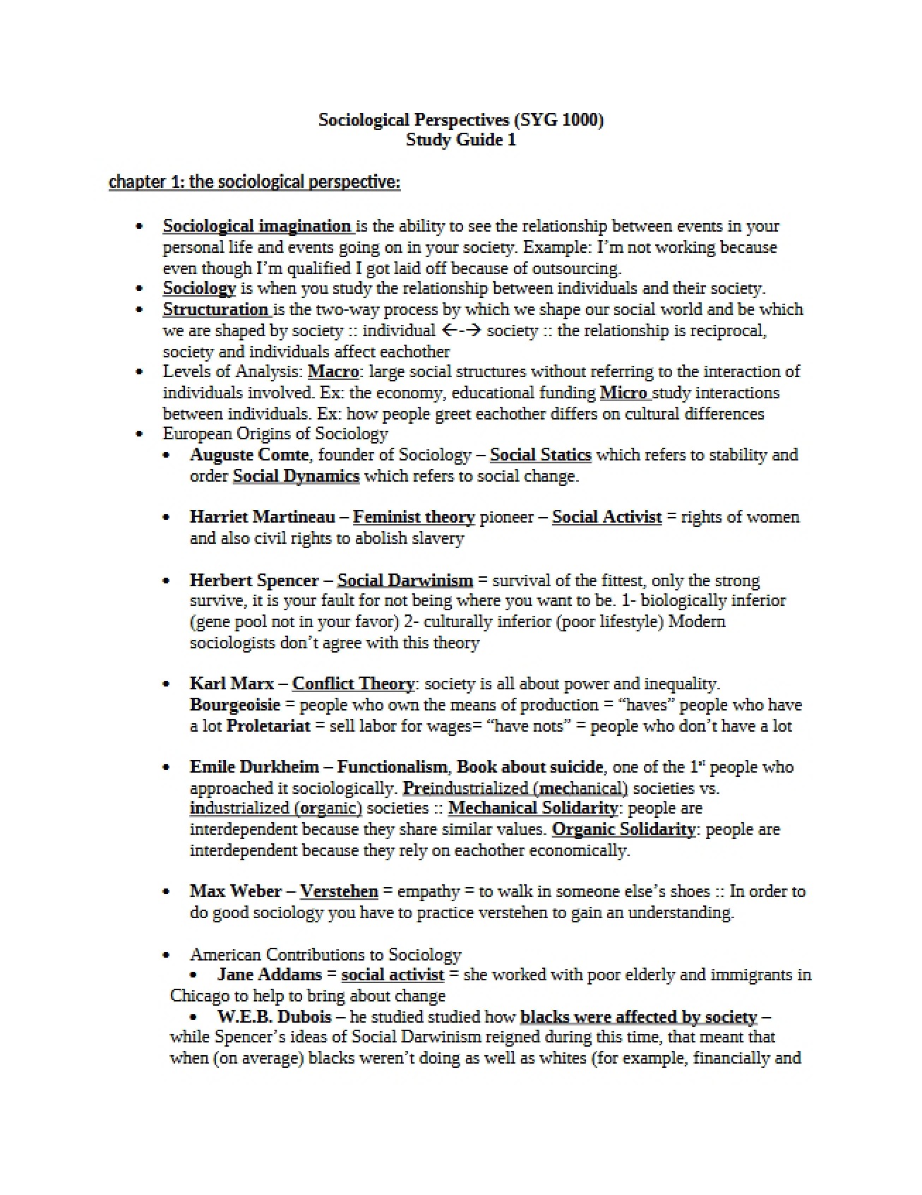 Study Guide One