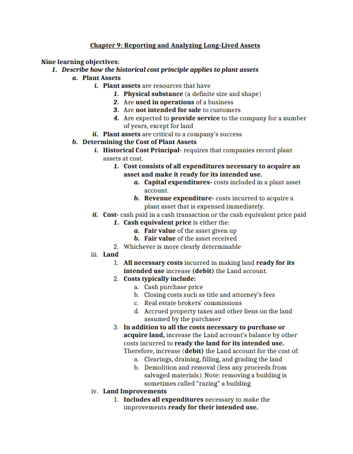 Long-Lived Assets Analysis and Reporting (Chapter 9)
