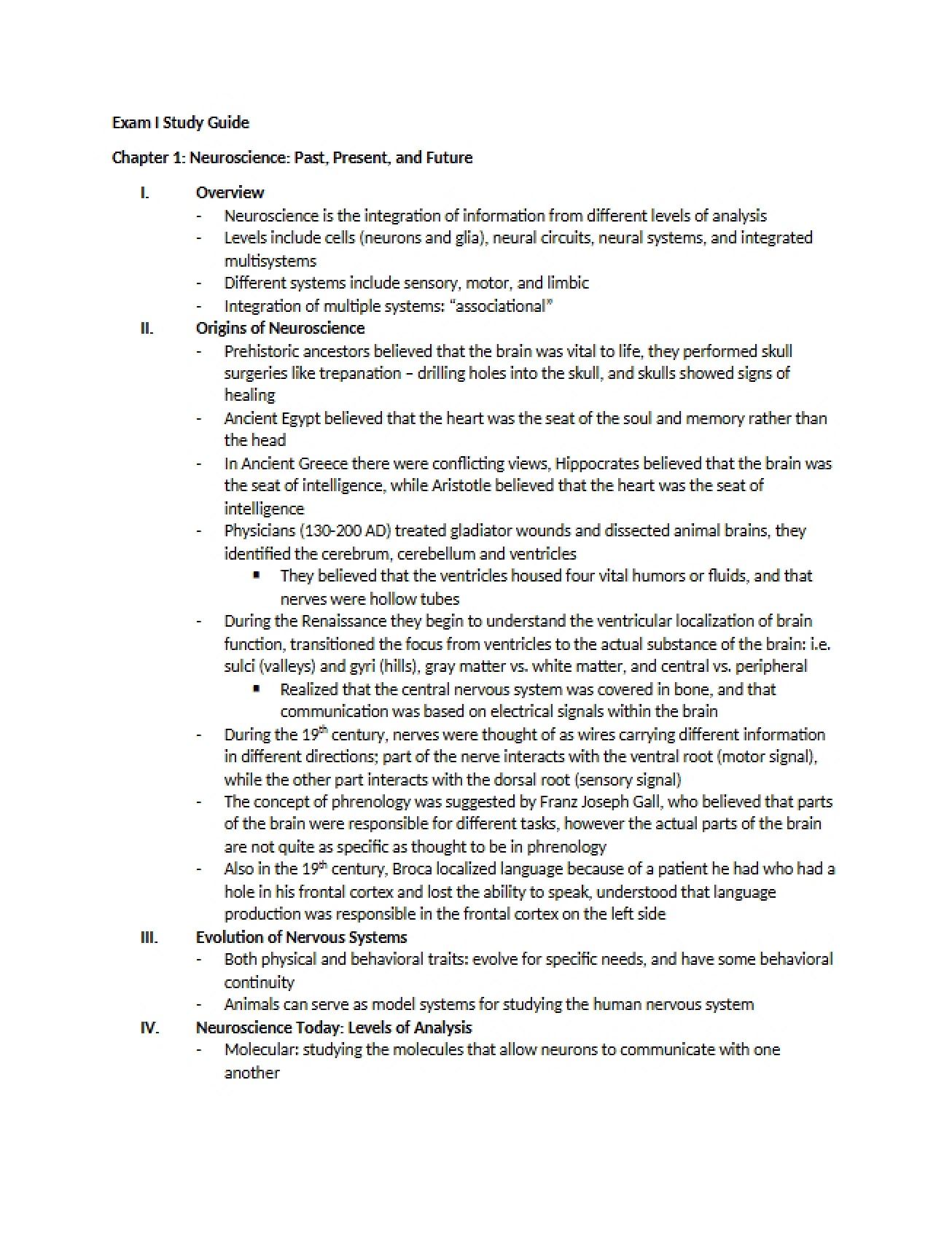 Study Guide for the First Systems Neuroscience Exam