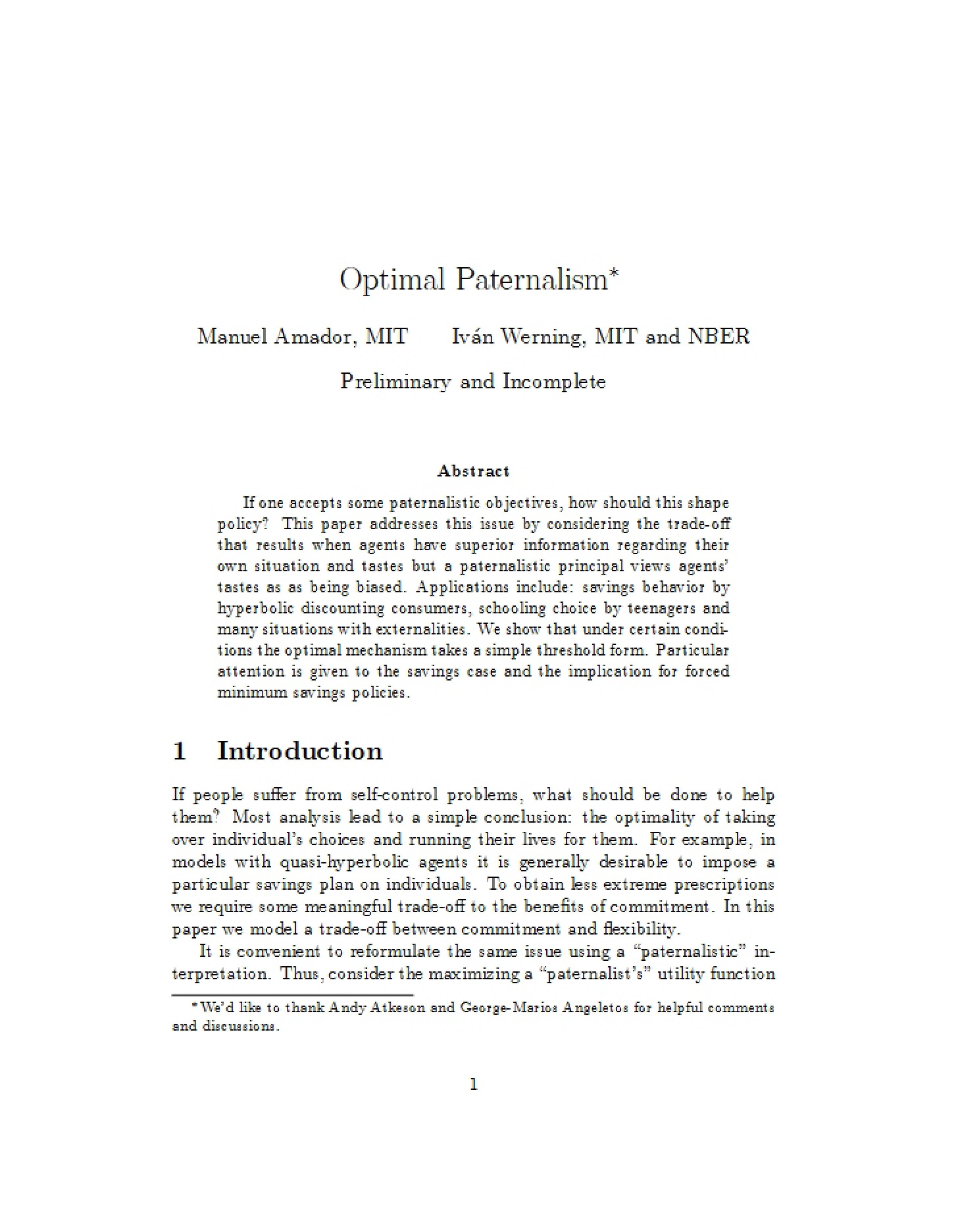 Paternalism Optimization