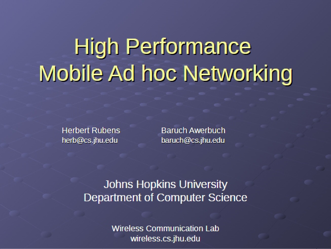Mobile Ad Hoc Networking Performance