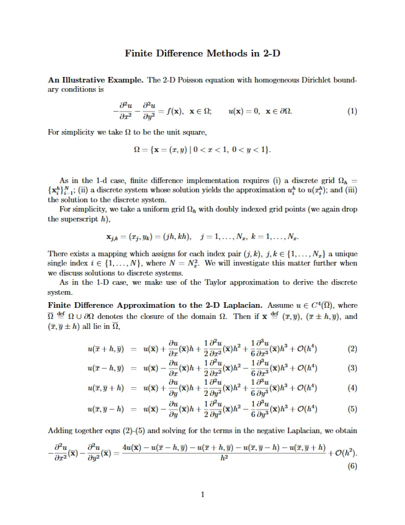 2D Finite Difference Methods