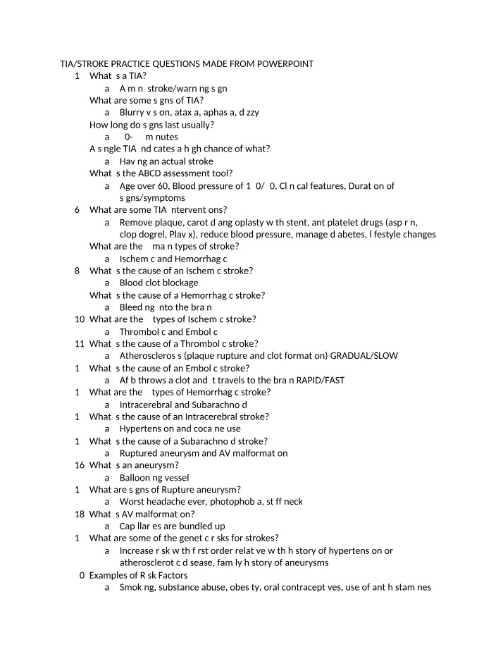 Strokes and TIAs - Signs, Types, and Interventions
