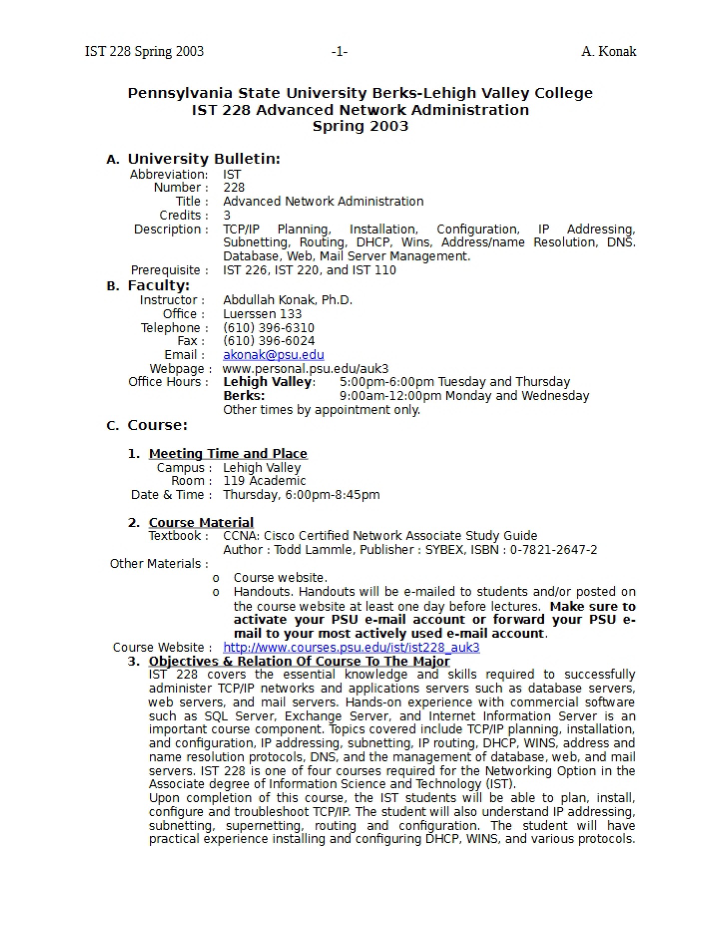 Course Syllabus