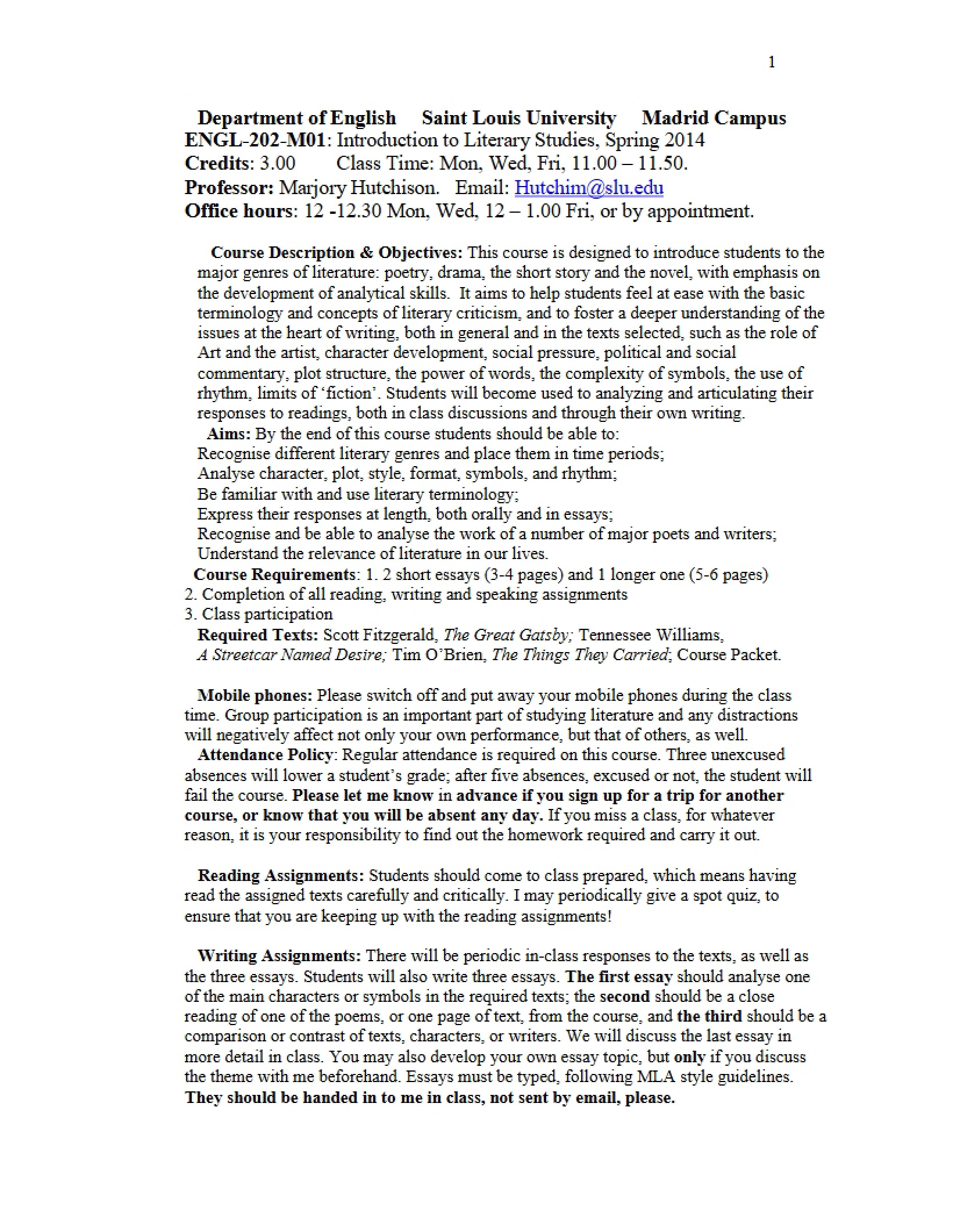 Literary Study Syllabus