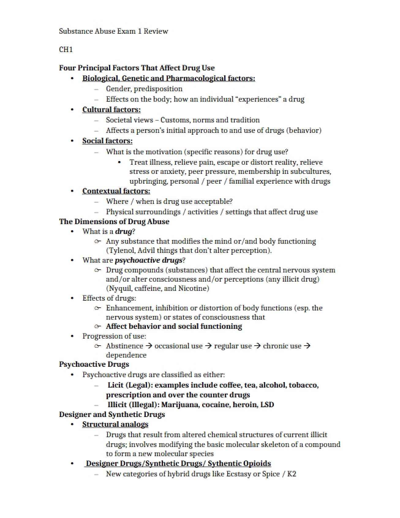 Drug Use Four Principal Factors