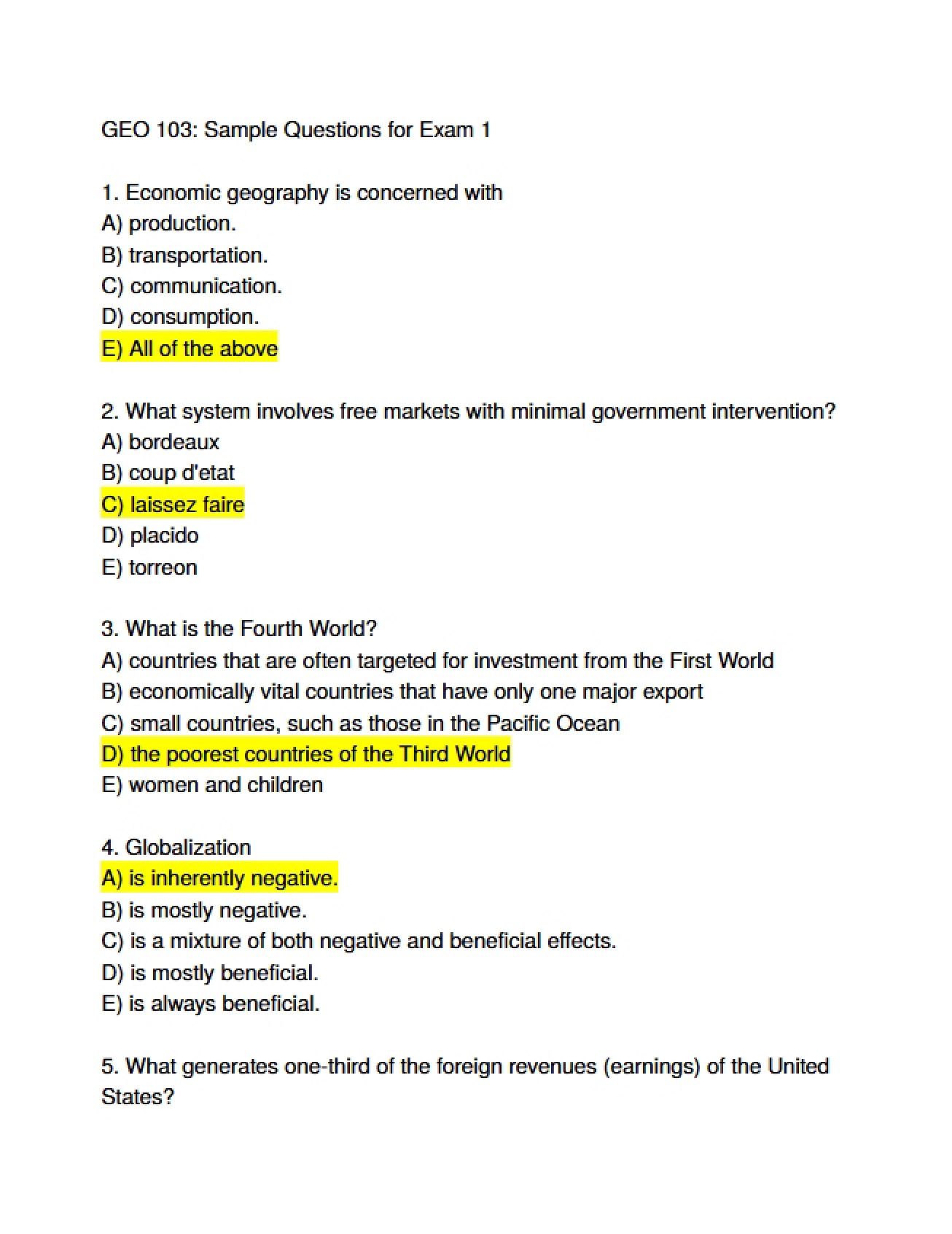 Set of Sample Questions