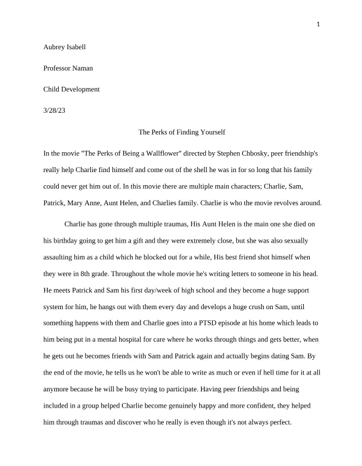 Analysis of The Perks of Finding Yourself