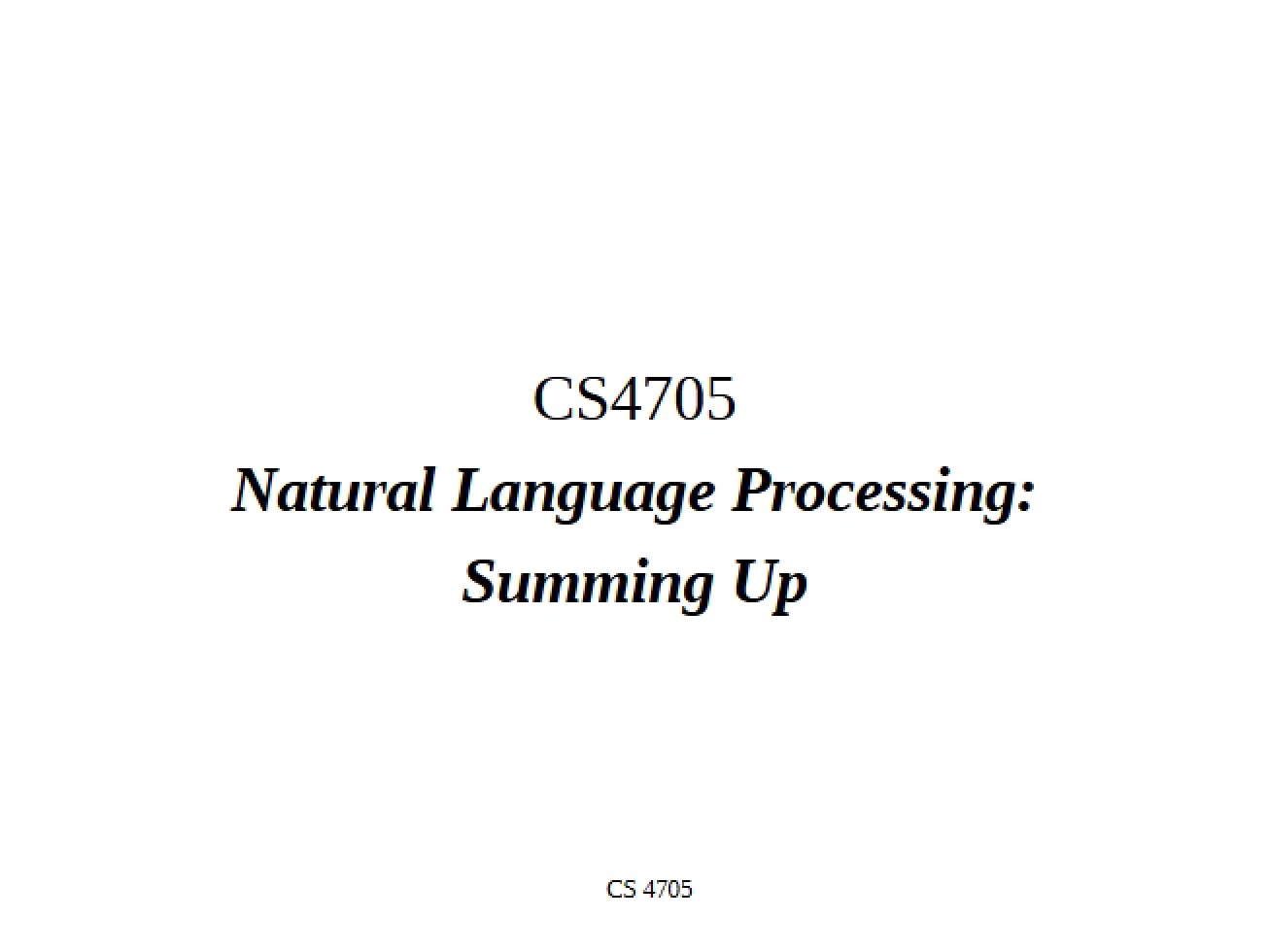 Summing Up NLP