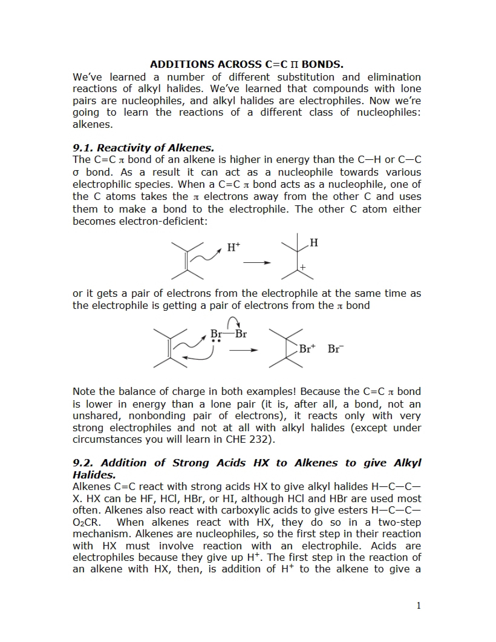 C=C Pi Bond Additions