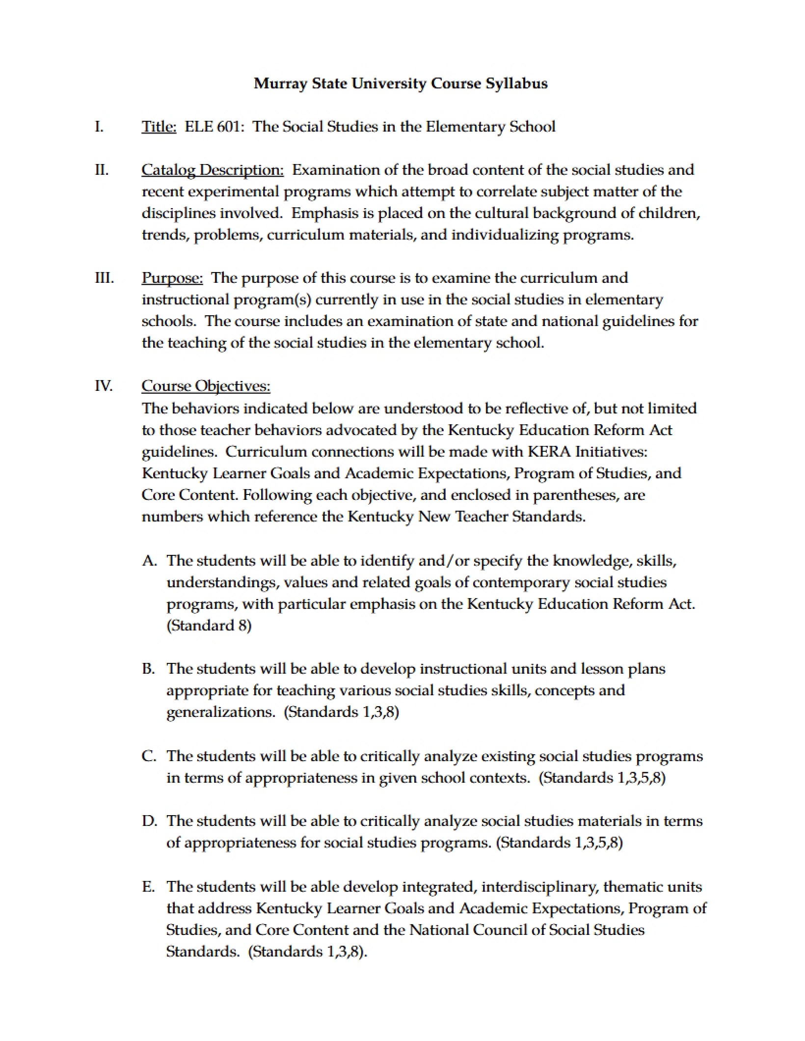 Syllabus - 5 Pages