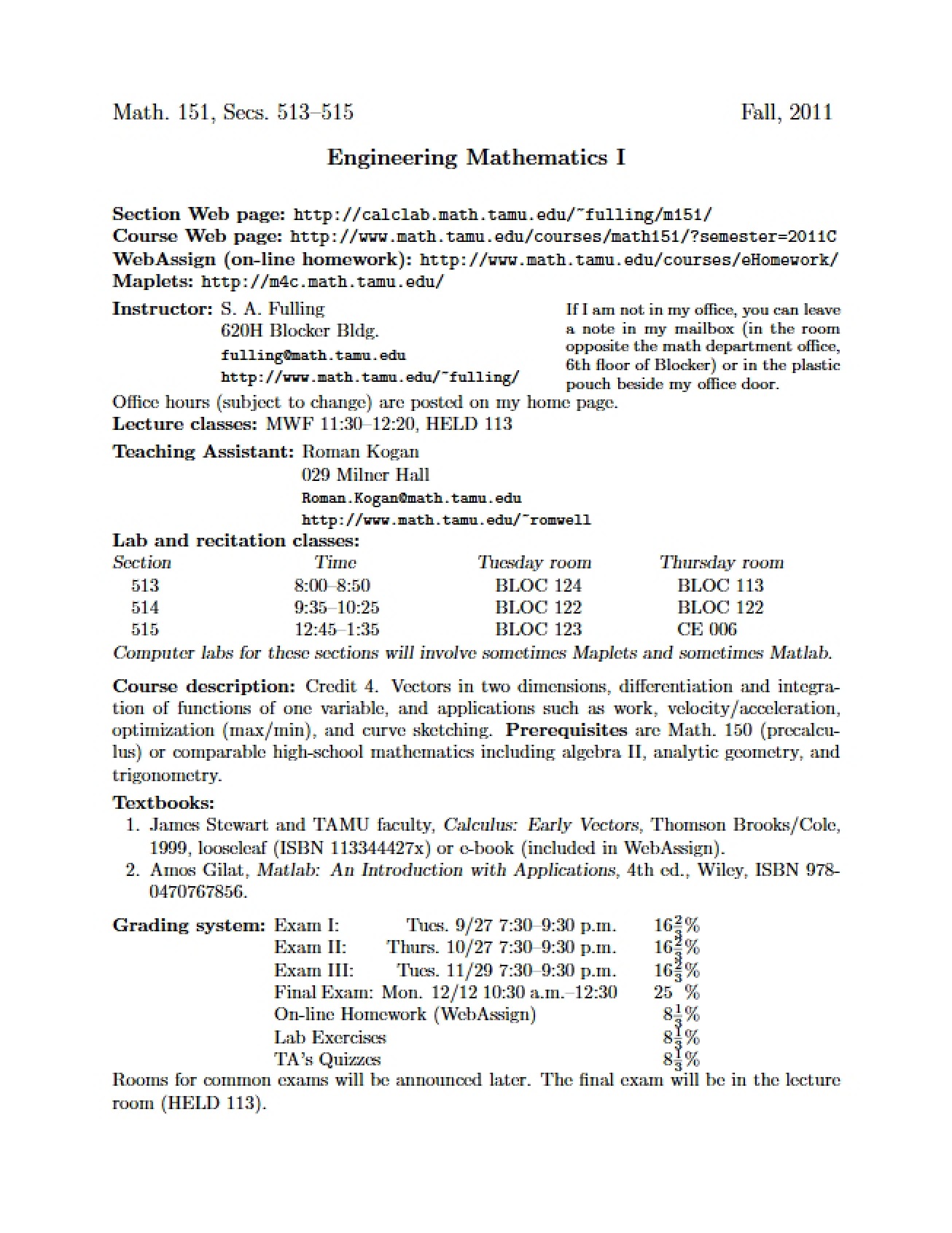 Course Handout Material