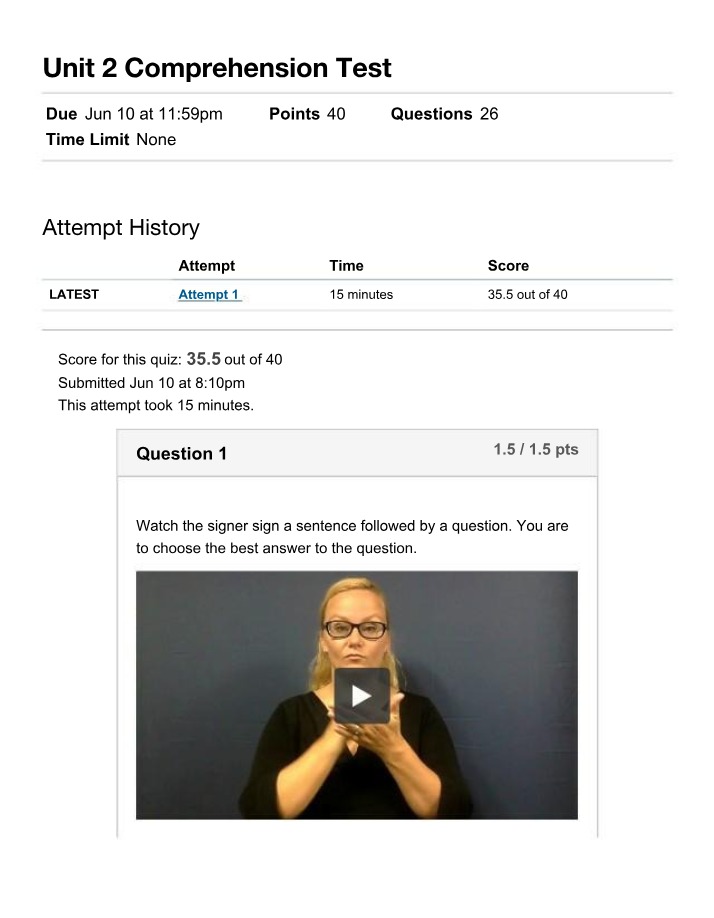 Unit 2 Comprehension Test Form A