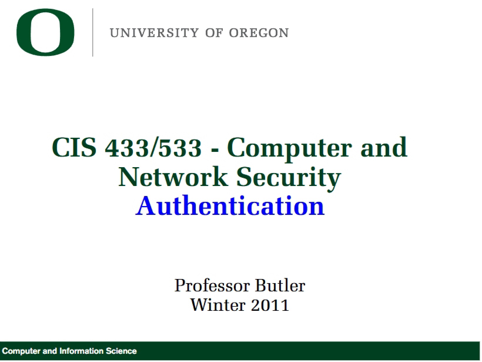 Protocols for Authentication