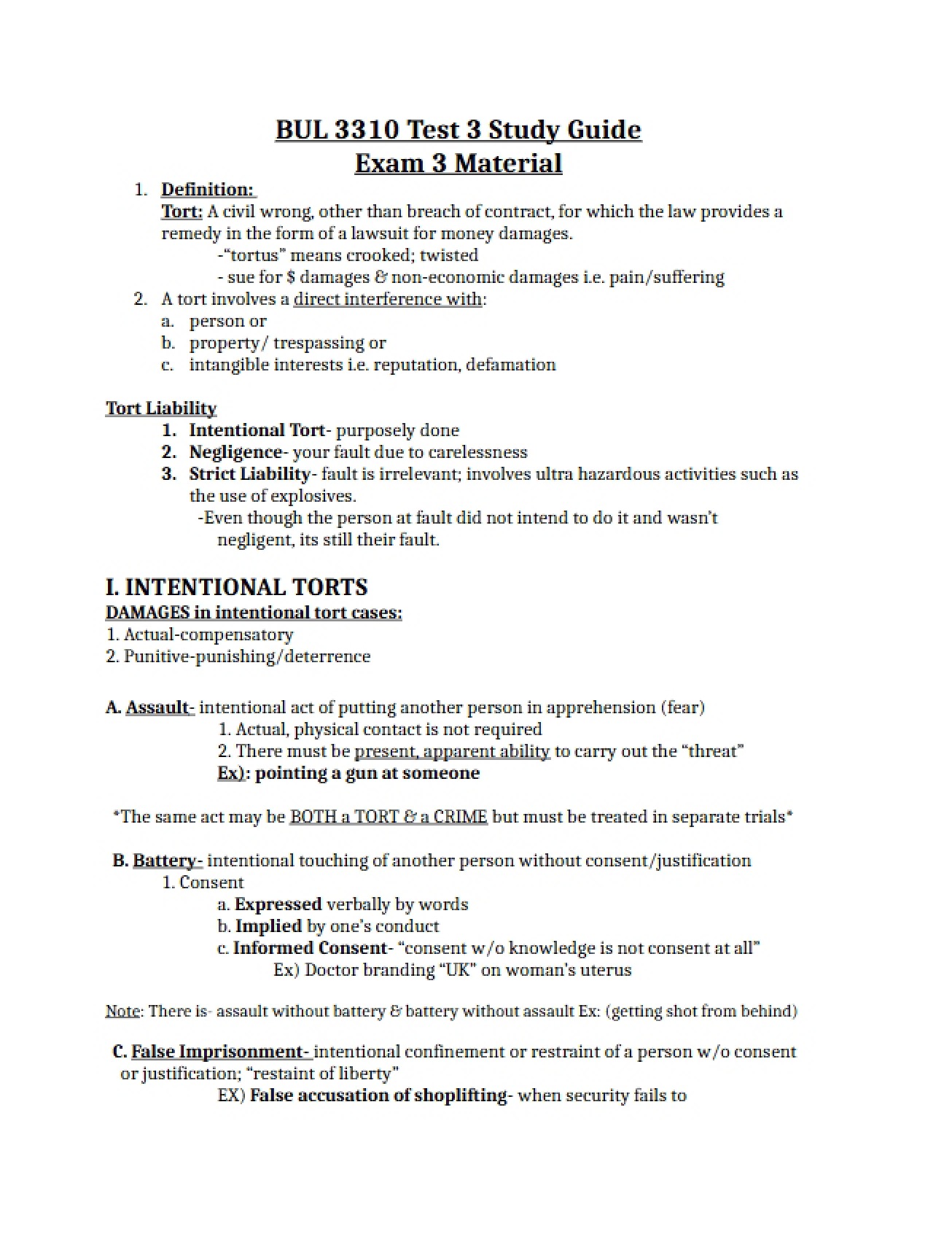 Material for Exam Three Study Guide
