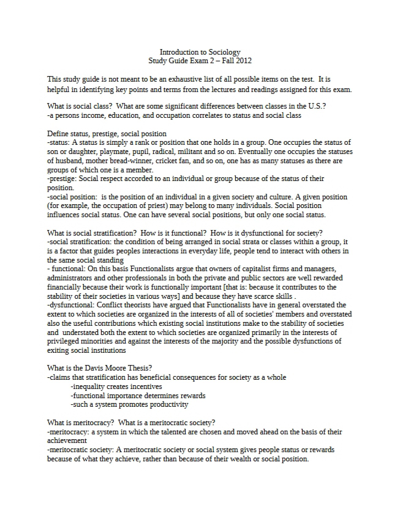 Exam Two Review Sheet
