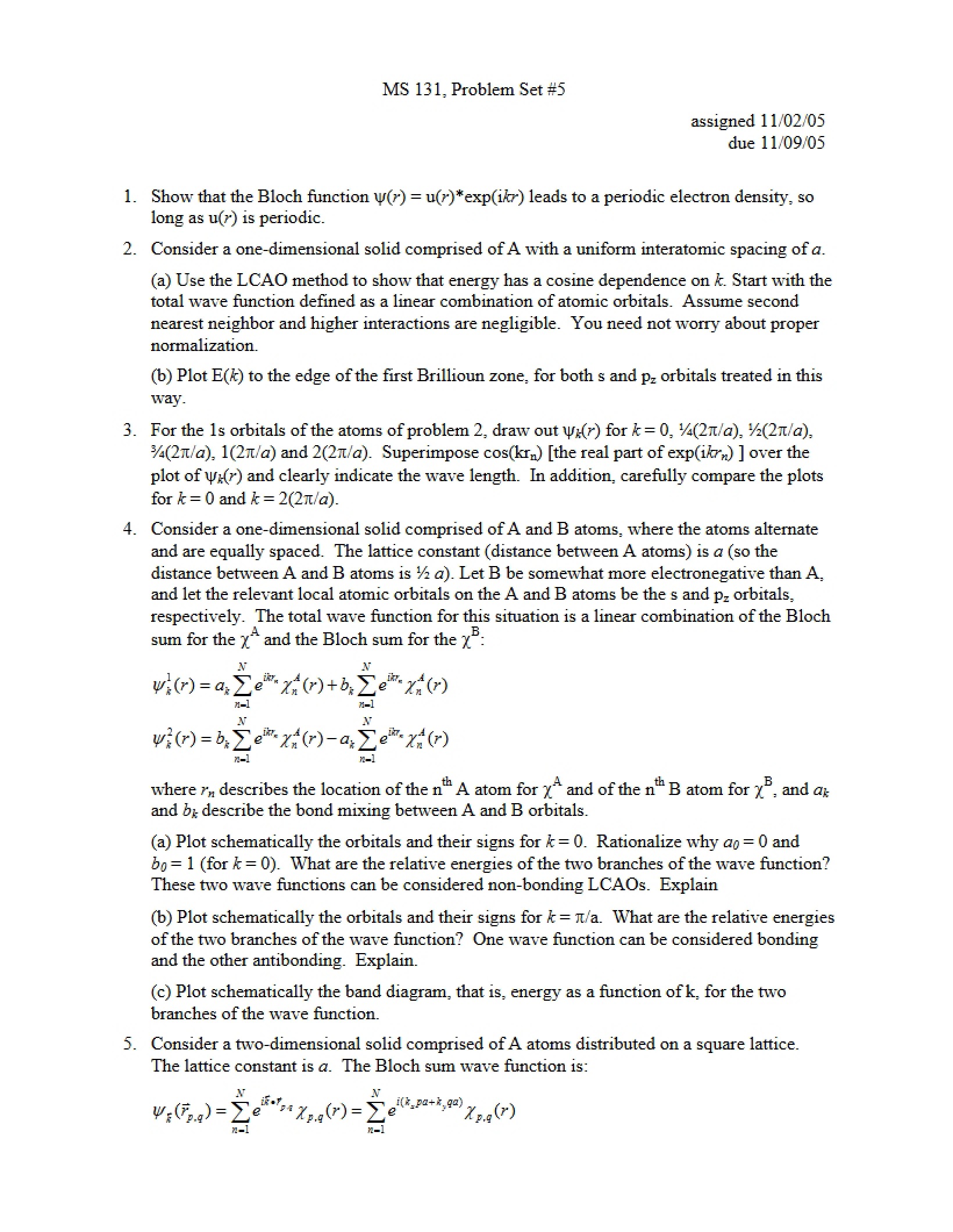 Set 5 Problems