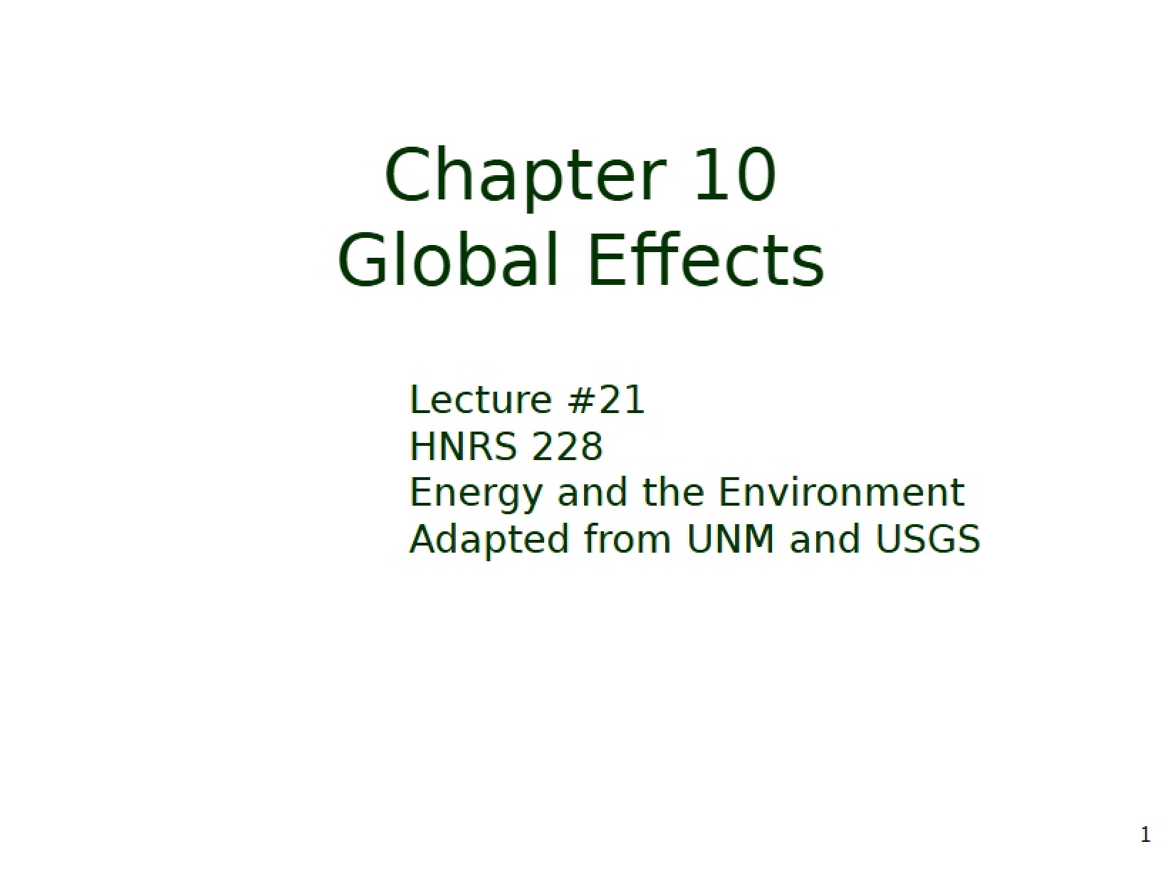 Global Effects Chapter Ten