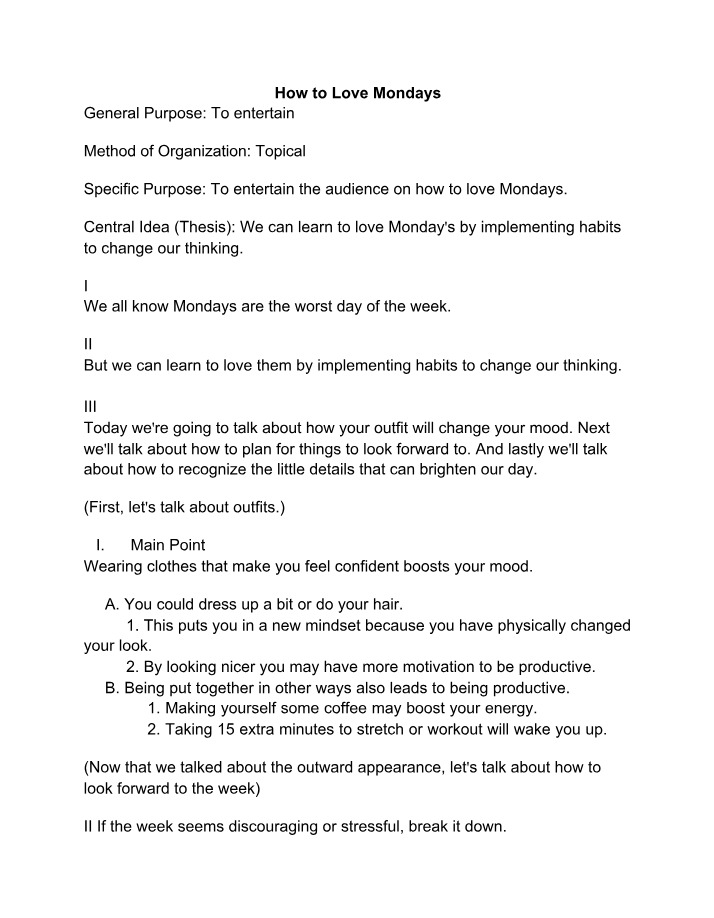 Outline for Speech 5