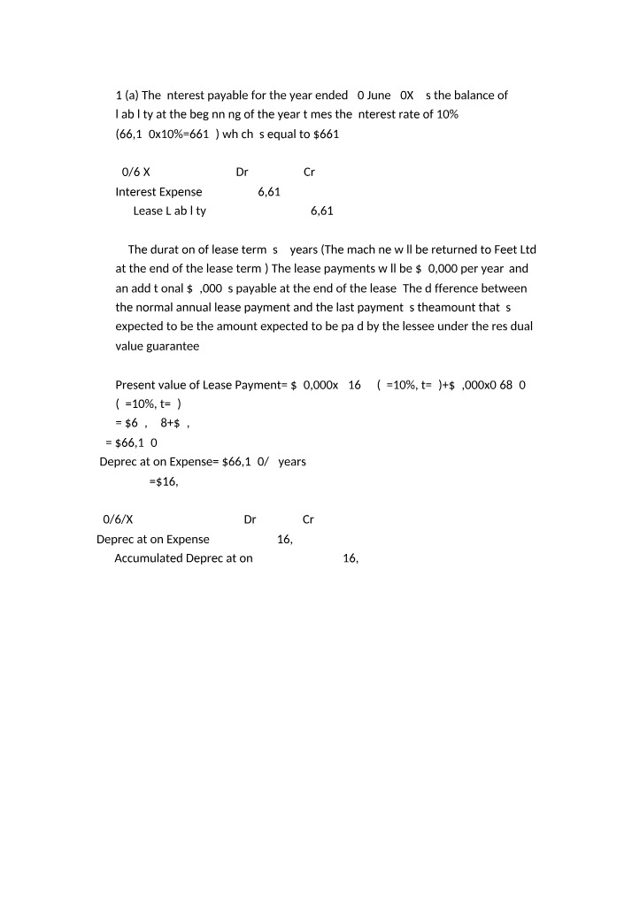 Calculating Lease Depreciation and Interest Expense