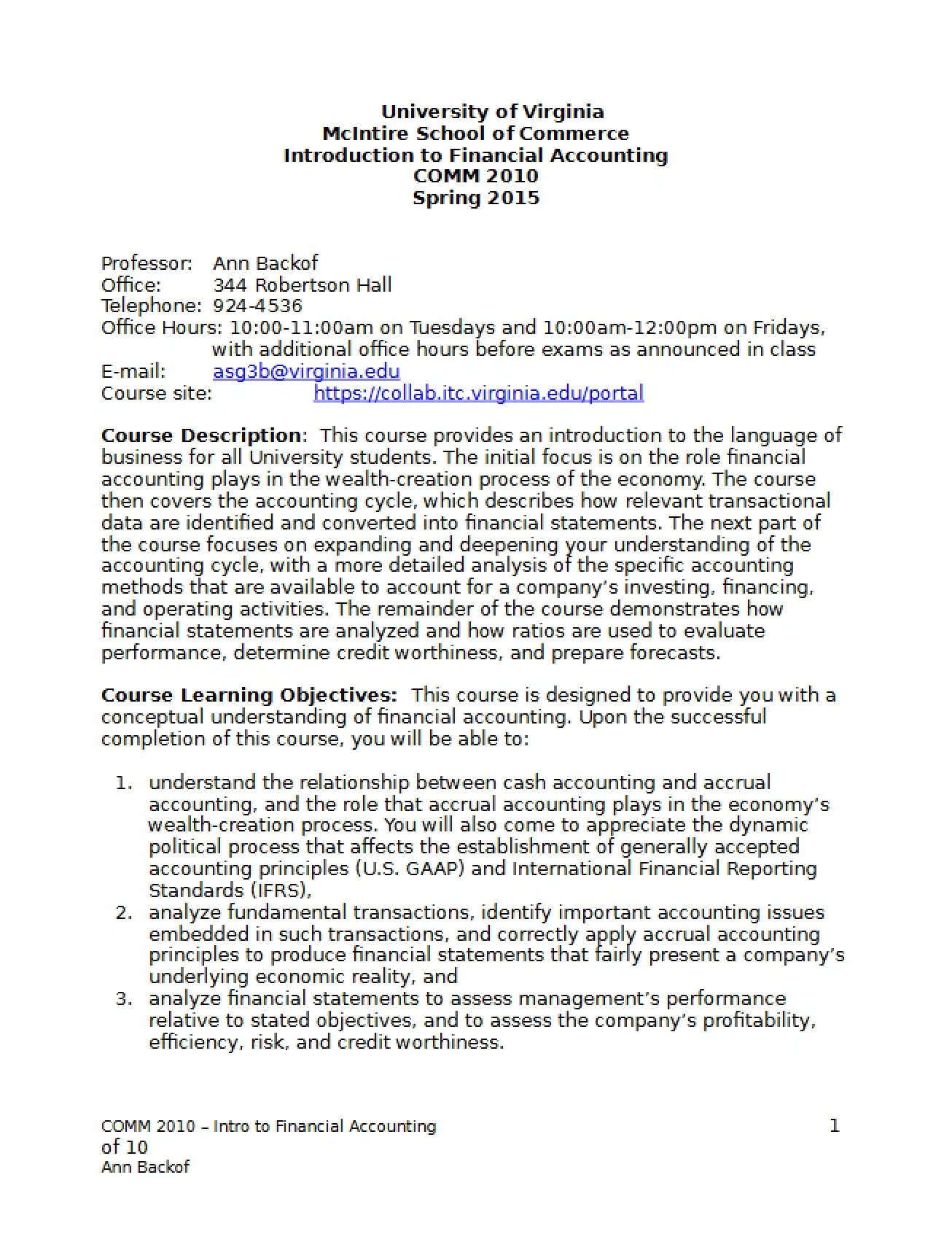 Spring 2015 Course Syllabus