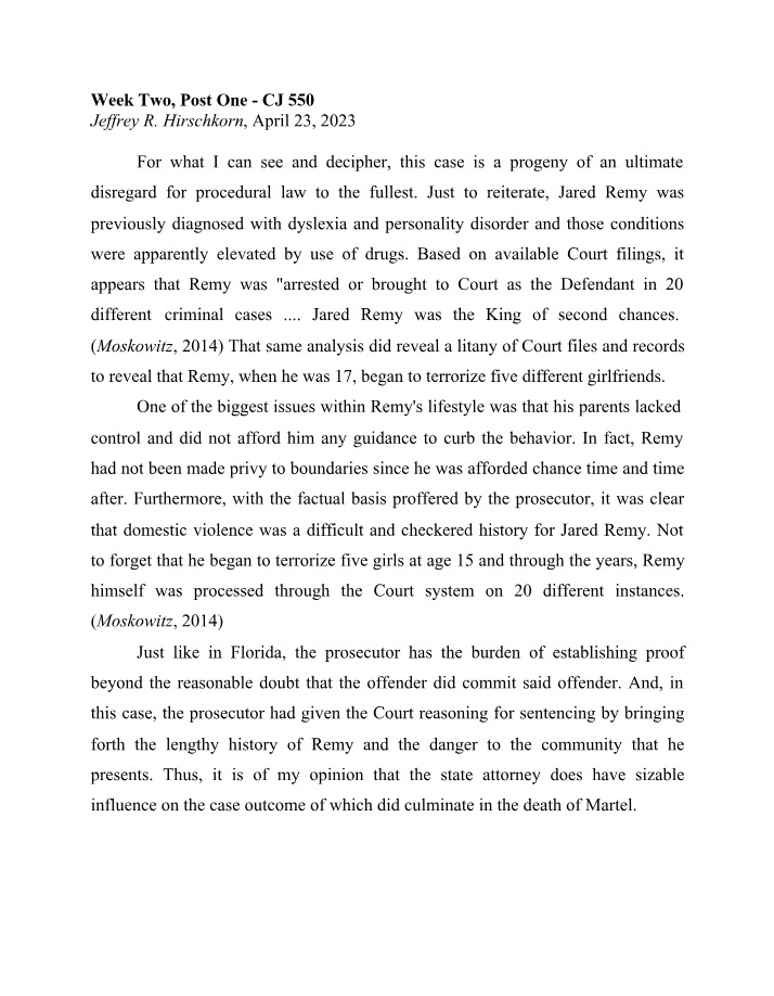 Jared Remy Case - A History of Second Chances