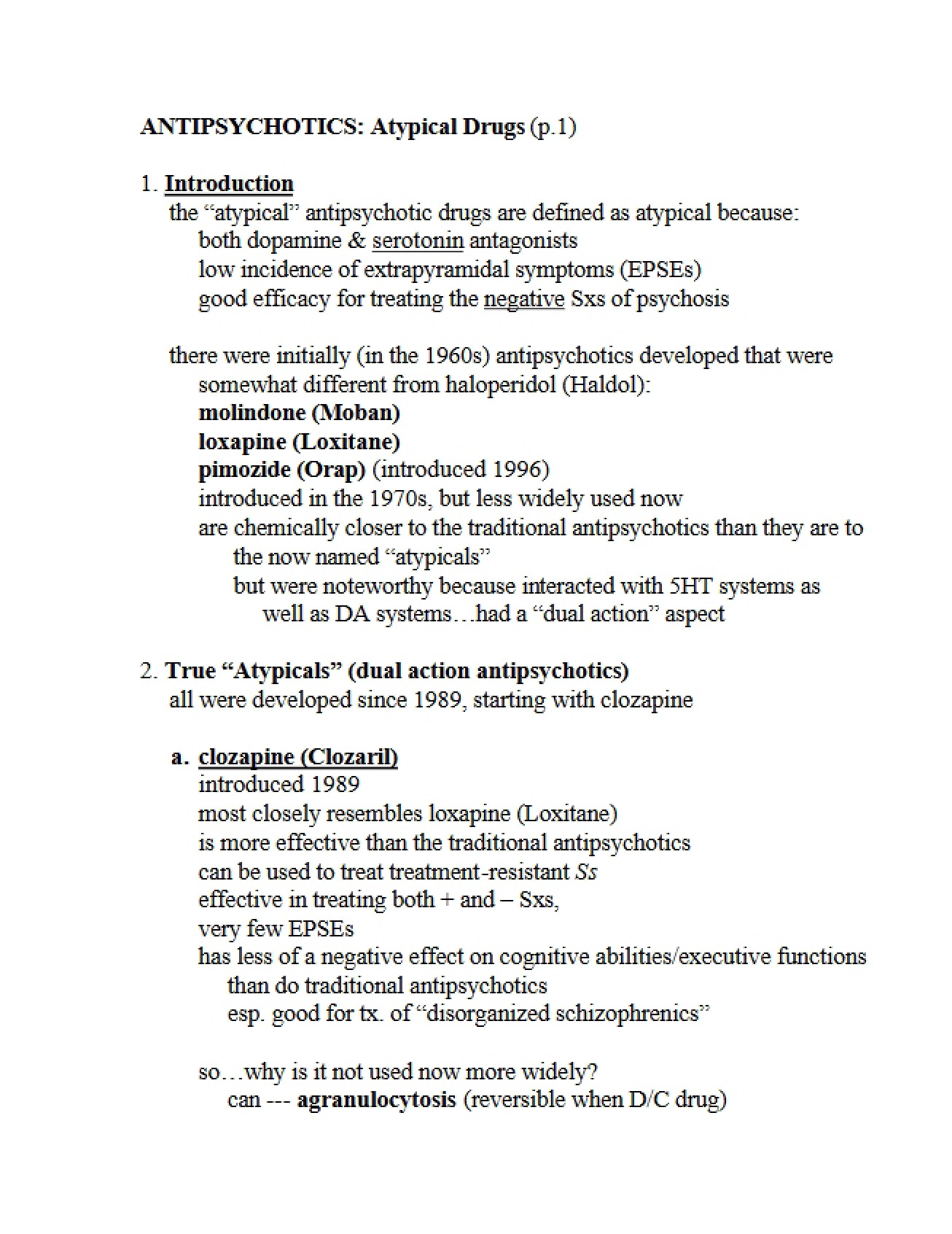 Atypical Antipsychotic Drugs