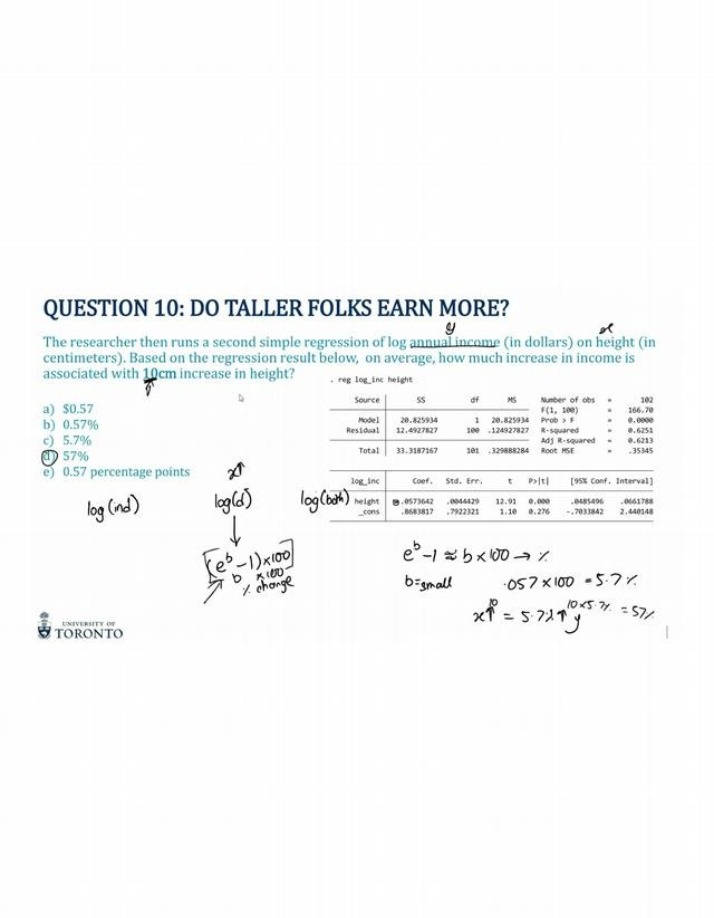 Regression Analysis of Income and Height