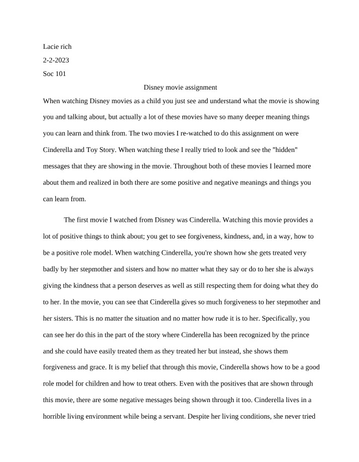 Assignment on Disney Movies